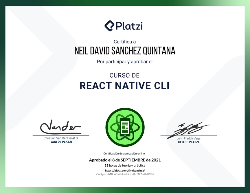 Diploma del Curso de React Native CLI