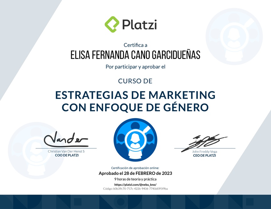 Diploma del Curso de Estrategias de Marketing con Perspectiva de Género