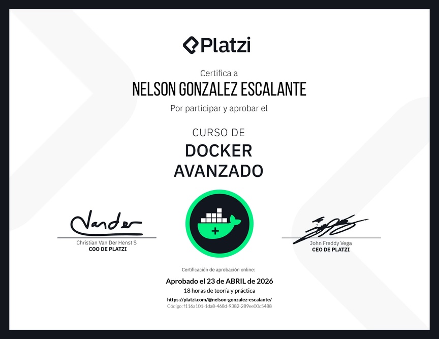Diploma del Curso de Docker Avanzado