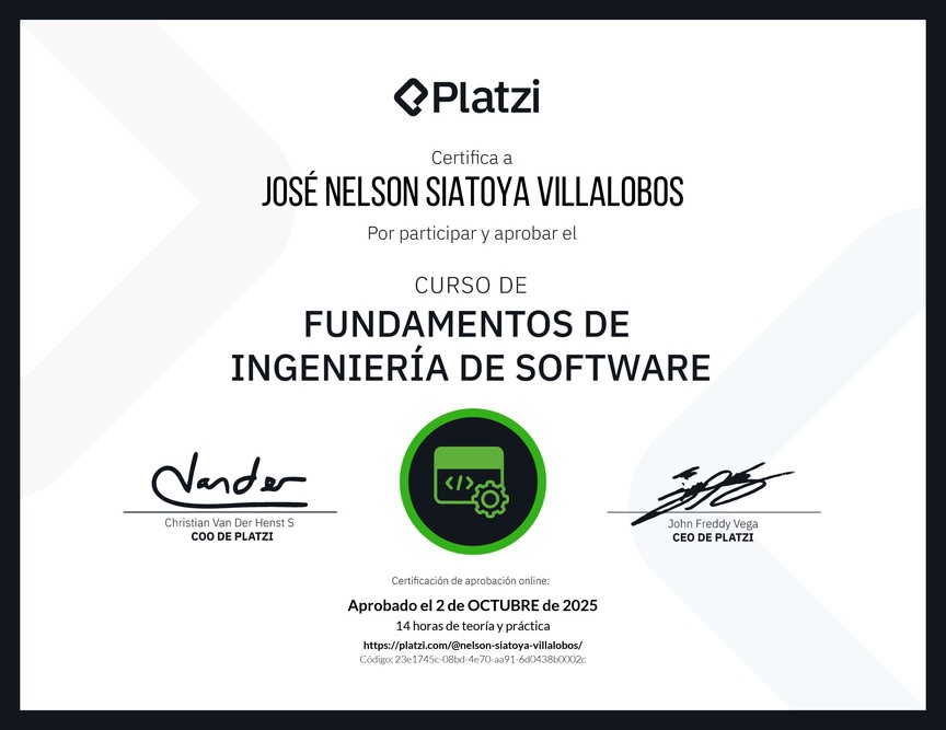 Diploma del Curso de Fundamentos de Ingeniería de Software
