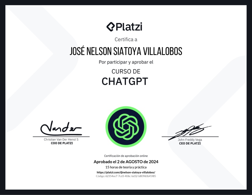 Diploma del Curso de ChatGPT