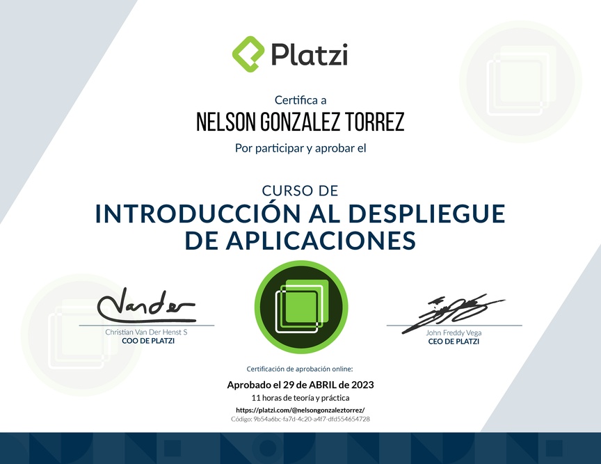 Diploma del Curso de Introducción al Despliegue de Aplicaciones