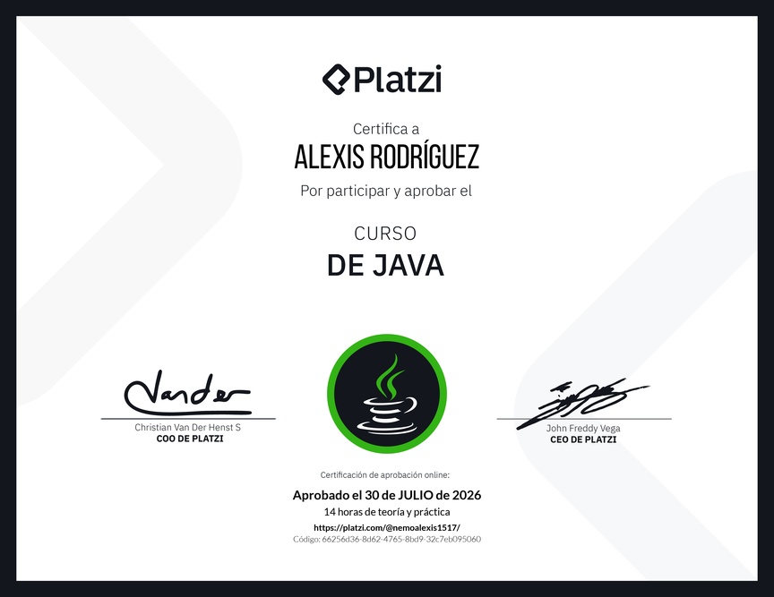 Diploma del Curso de Java