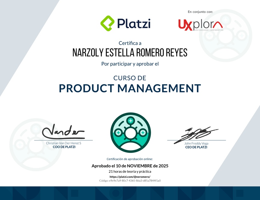 Diploma del Curso de Product Management