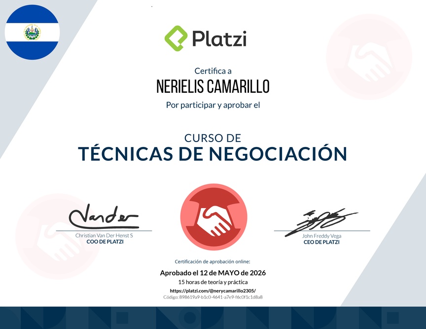 Diploma del Curso de Técnicas de Negociación