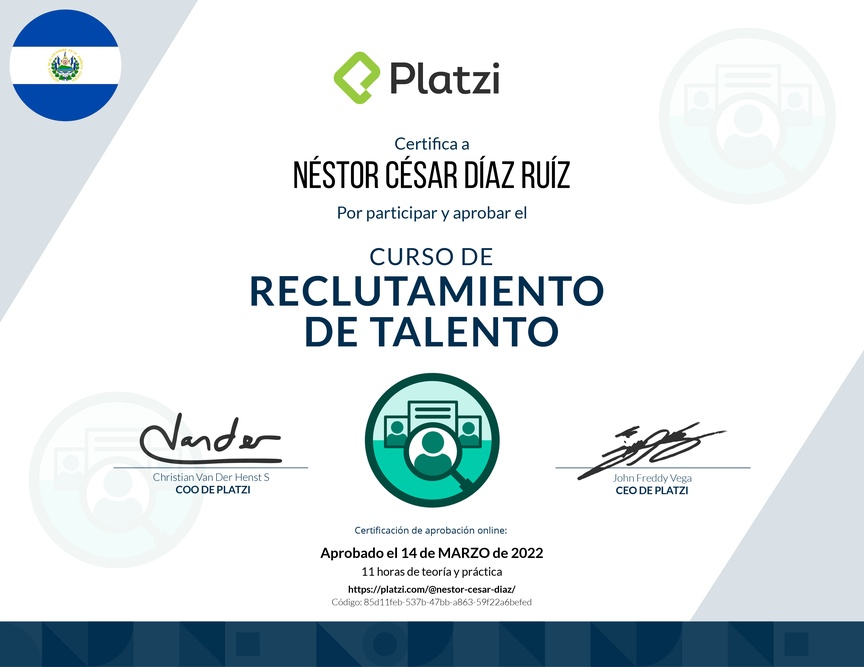 Diploma del Curso de Reclutamiento de Talento