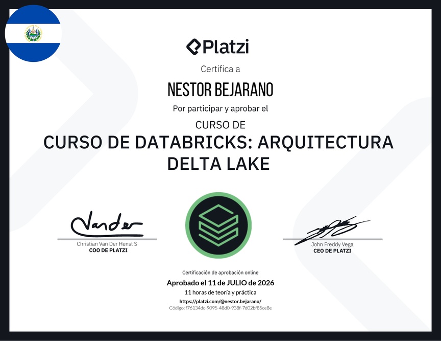 Diploma del Curso de Databricks: Arquitectura Delta Lake