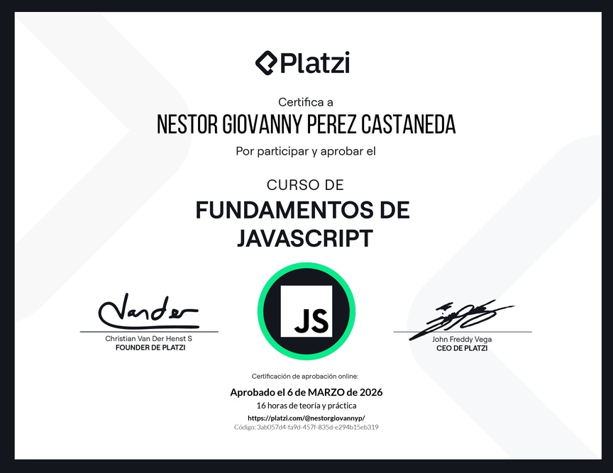 Diploma del Curso de Fundamentos de JavaScript
