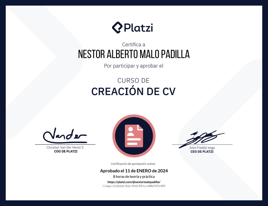 Diploma del Curso de Creación de CV