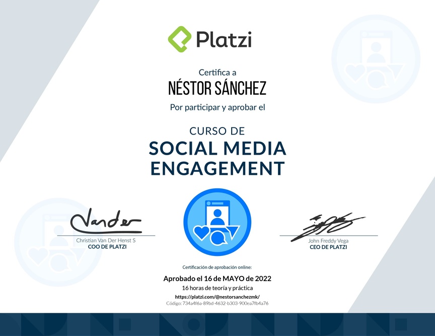Diploma del Curso de Estrategias de Interacción para Redes Sociales