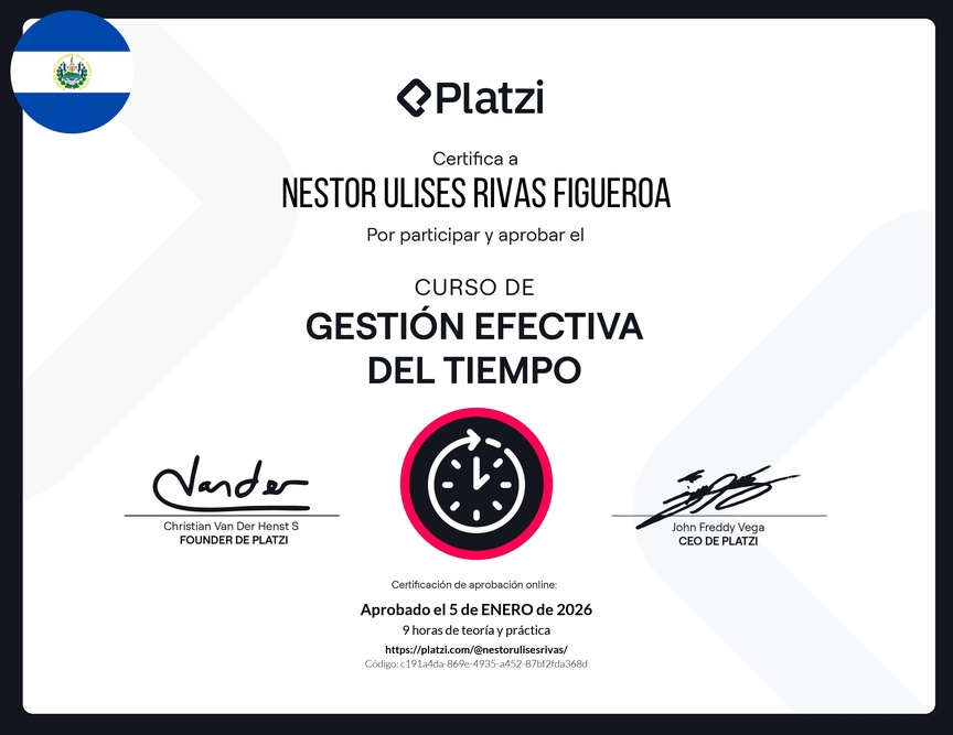Diploma del Curso de Gestión Efectiva del Tiempo