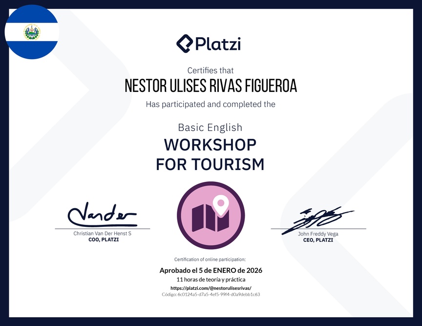 Diploma del Curso de Inglés Práctico para Viajes de Turismo