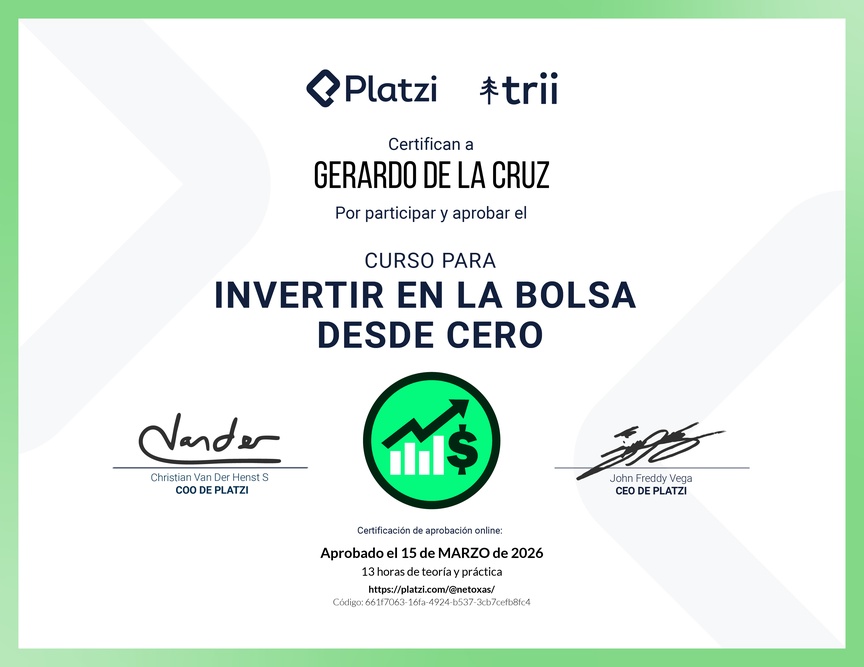 Diploma del Curso de Inversión en la Bolsa