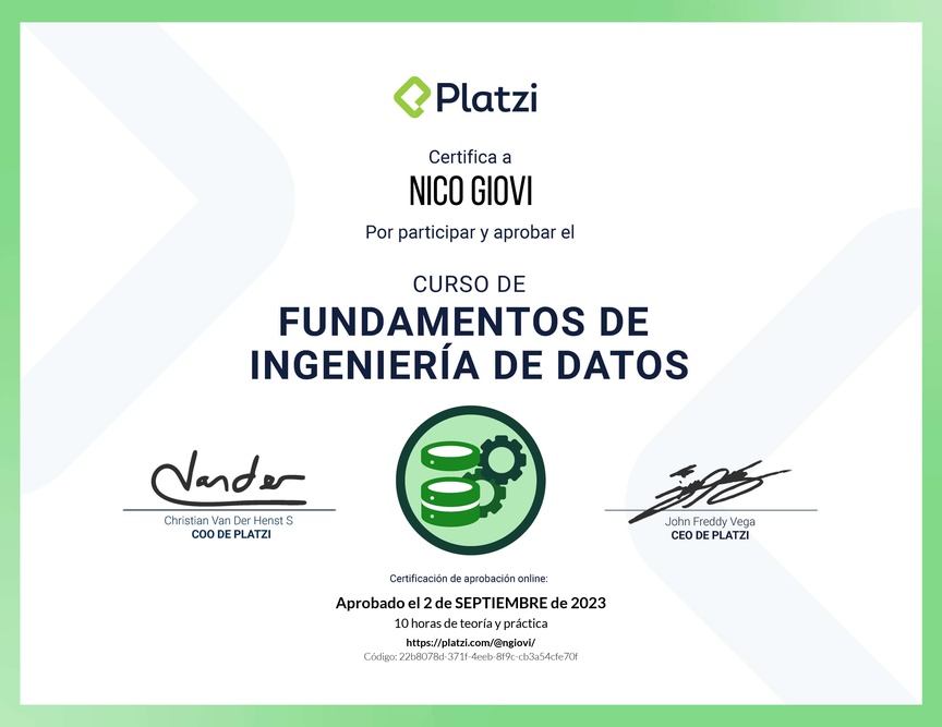 Diploma del Curso de Fundamentos de Ingeniería de Datos