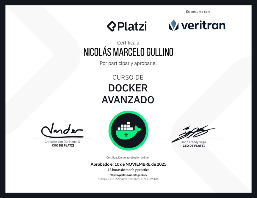 Diploma del Curso de Docker Avanzado