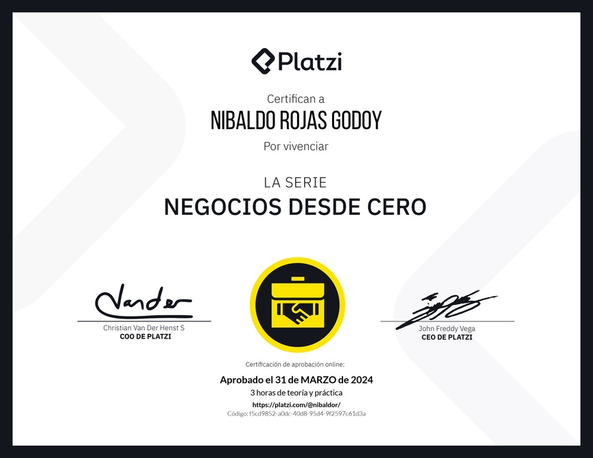 Diploma del Curso de historias de éxito empresarial