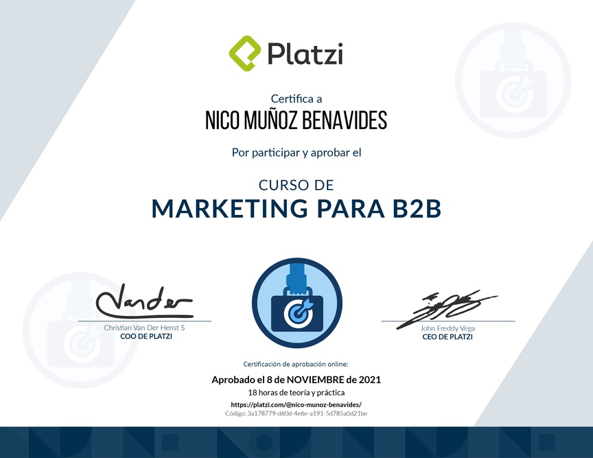 Diploma del Curso de Marketing para B2B