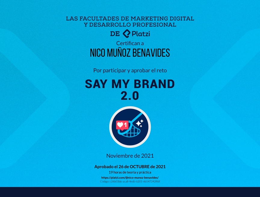 Diploma de SayMyBrand: Reto de Marca Personal