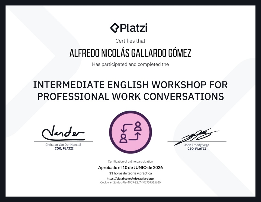 Diploma del Curso de Inglés Práctico para Conversaciones de Trabajo