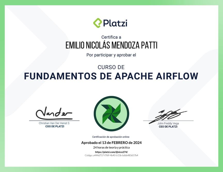 Diploma del Curso de Fundamentos de Apache Airflow