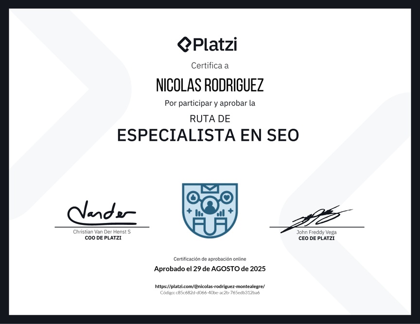 Diploma de la Ruta de Aprendizaje de Especialista en SEO