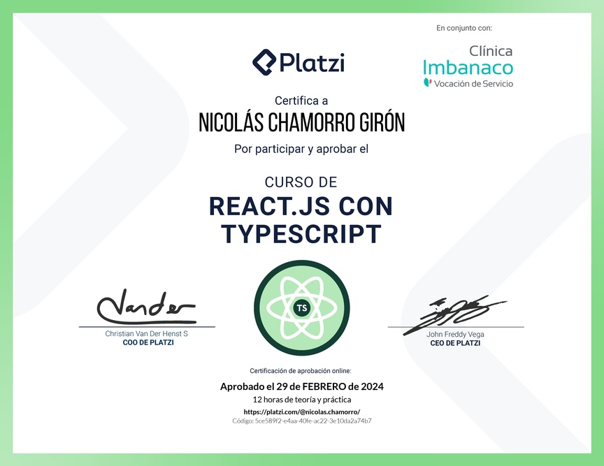 Diploma del Curso de React.js con TypeScript