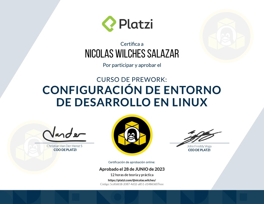 Diploma del Curso de Configuración de Entorno de Desarrollo en Linux