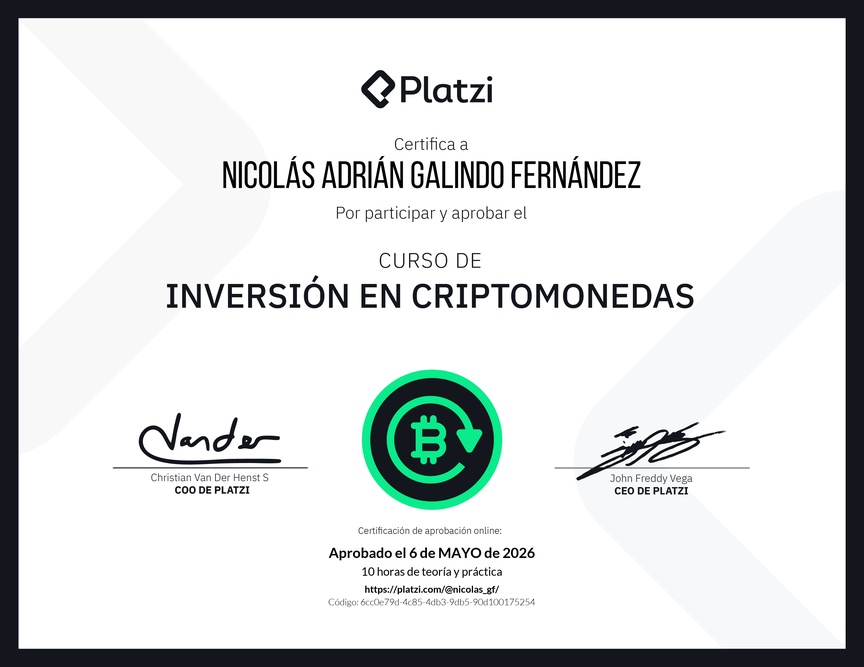 Diploma del Curso de Inversión en Criptomonedas