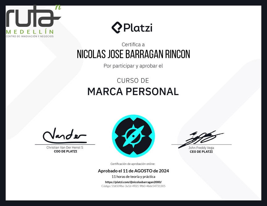 Diploma del Curso Gratis de Marca Personal