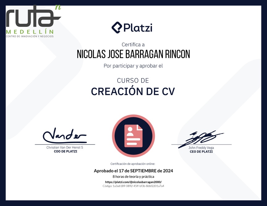 Diploma del Curso de Creación de CV