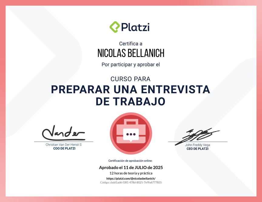Diploma del Curso para Preparar una Entrevista de Trabajo
