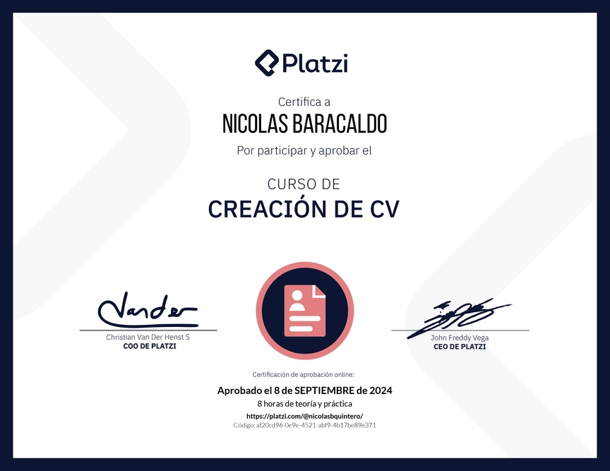 Diploma del Curso de Creación de CV