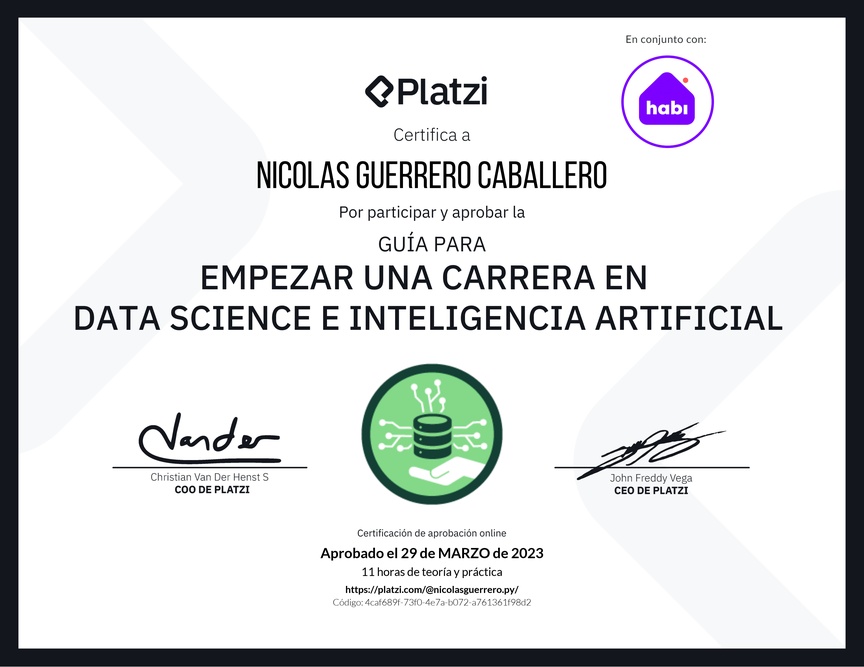 Diploma de Guía para Empezar una Carrera en Data Science e Inteligencia Artificial