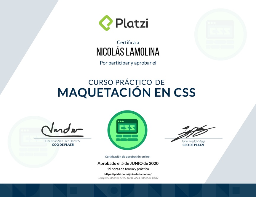 Diploma del Curso Práctico de Maquetación en CSS