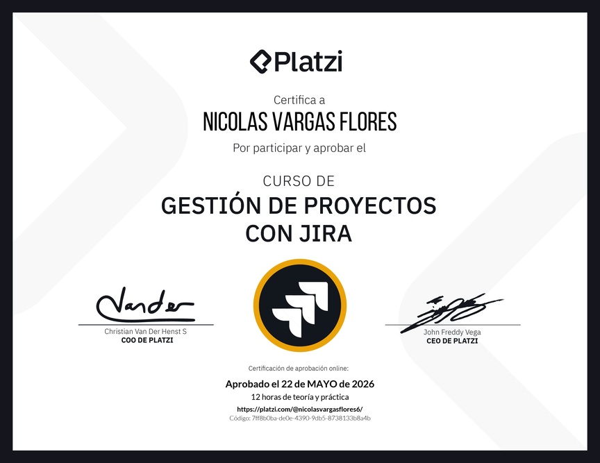 Diploma del Curso de Gestión de Proyectos con Jira