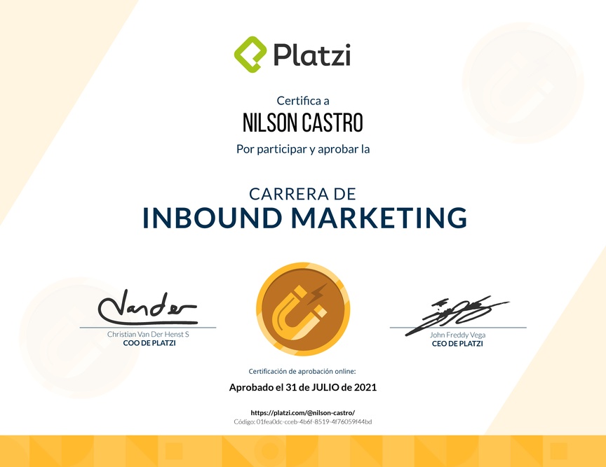 Diploma de la Ruta de Aprendizaje de Inbound Marketing