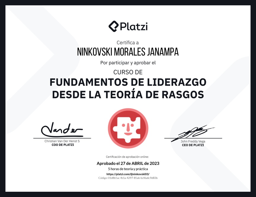 Diploma del Curso de Fundamentos de Liderazgo: Reconoce las Características de un Líder