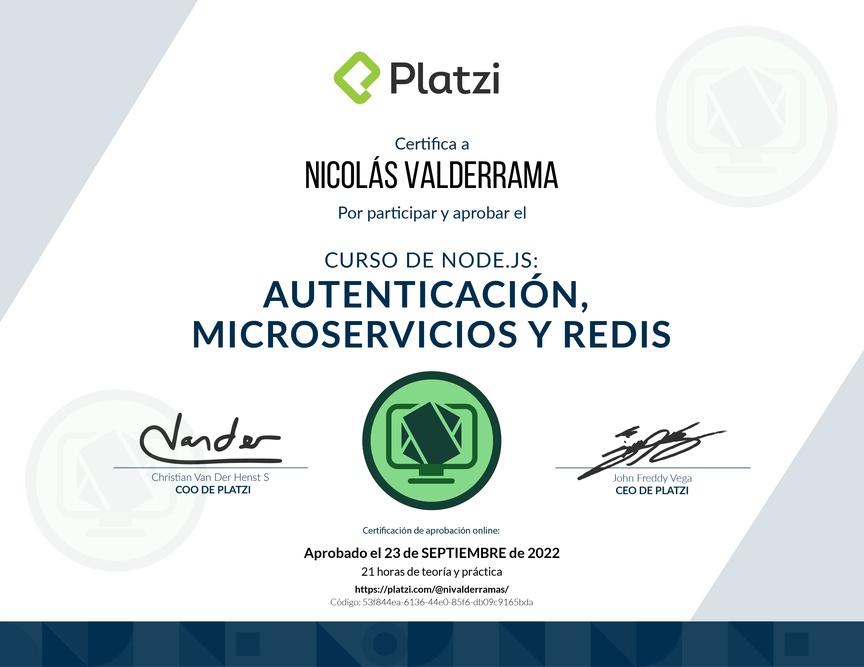 Diploma del Curso de Node.js: Autenticación, Microservicios y Redis