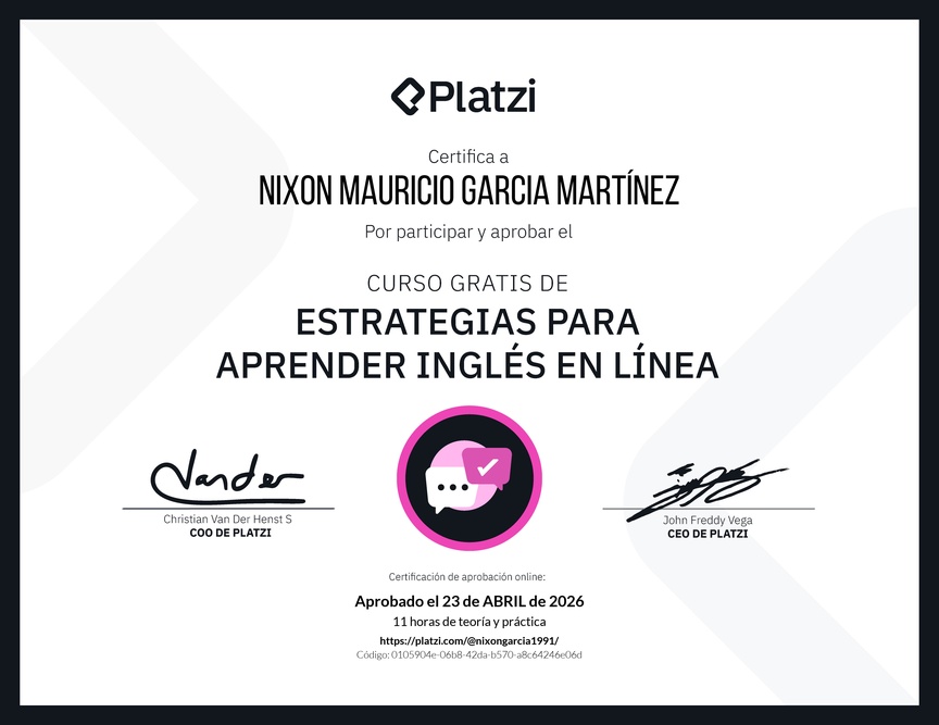 Diploma del Curso Gratis de Estrategias para Aprender Inglés en Línea