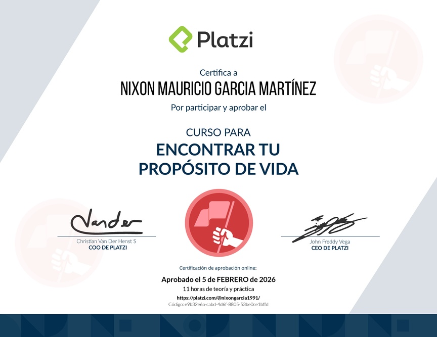 Diploma del Curso para Encontrar tu Propósito de Vida