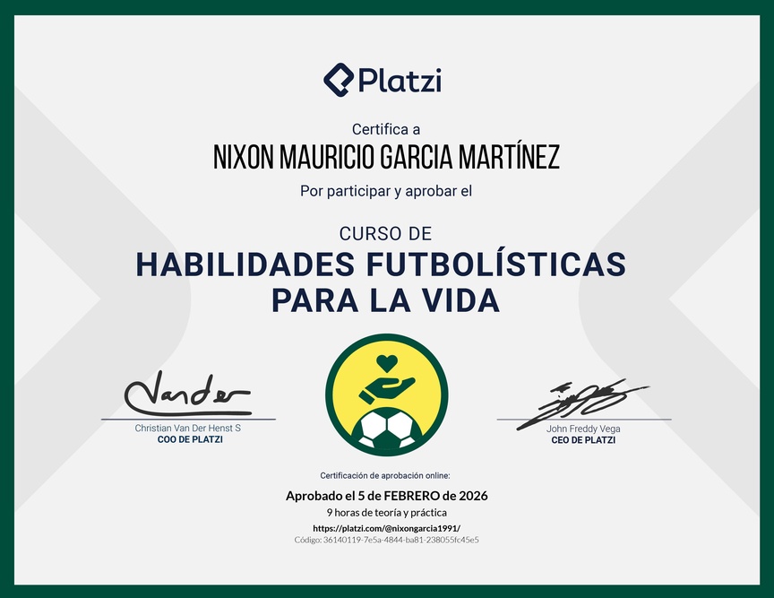 Diploma del Curso de Lecciones del Fútbol para Aprender Habilidades Blandas