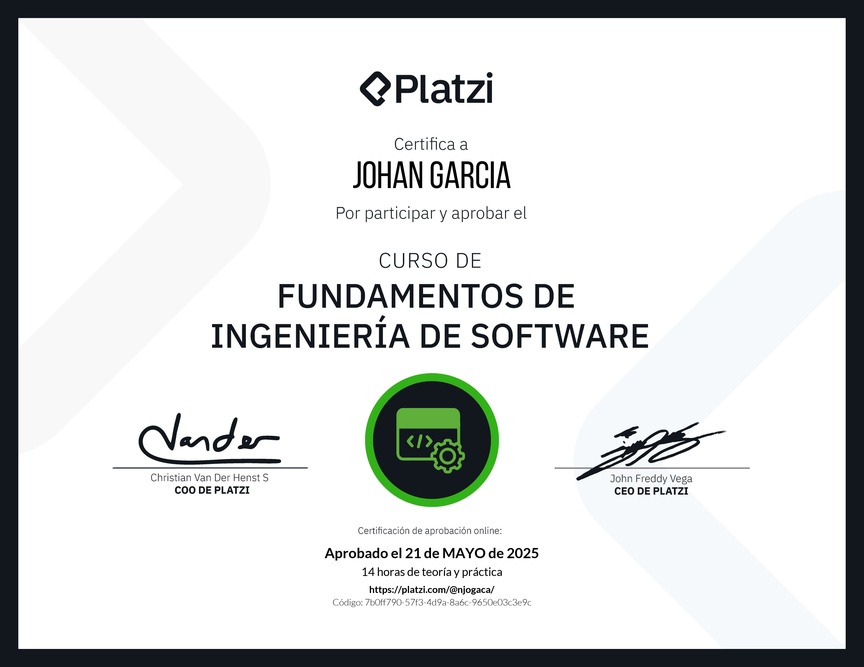 Diploma del Curso de Fundamentos de Ingeniería de Software