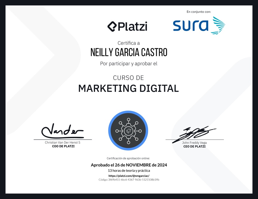 Diploma del Curso de Marketing Digital