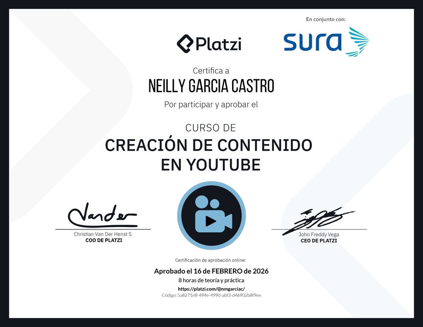 Diploma del Curso de Estrategia de Contenido en YouTube