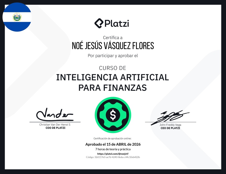 Diploma del Curso de Inteligencia Artificial para Finanzas