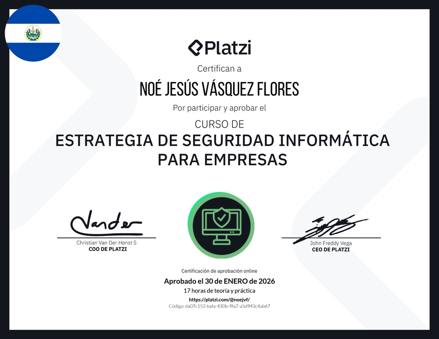 Diploma del Curso de Estrategia de Seguridad Informática para Empresas