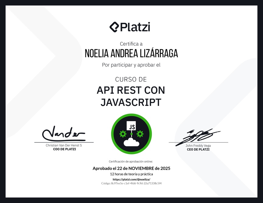 Diploma del Curso de API REST con Javascript