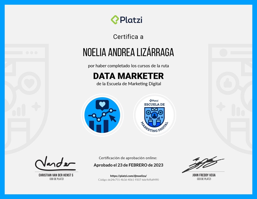 Diploma de la Ruta de Aprendizaje de Data Marketer