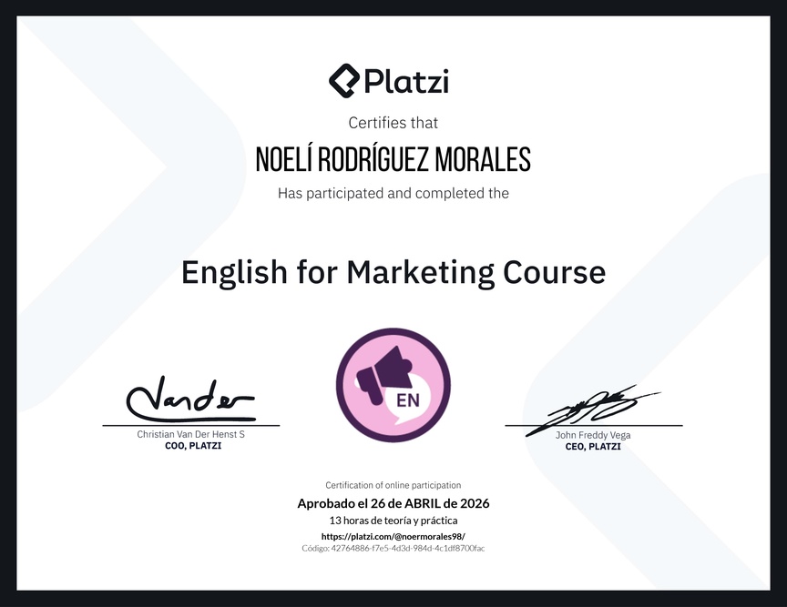 Diploma del Curso de Inglés para Marketing