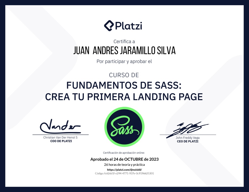 Diploma del Curso de Fundamentos de Sass: Crea tu Primera Landing Page